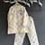 Off white printed cotton silk kurta set
