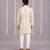 Off white printed cotton silk kurta set