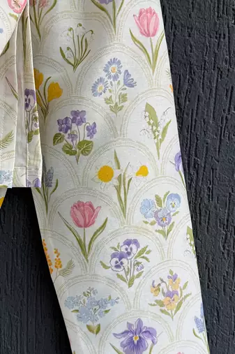 Off white printed cotton silk kurta set