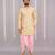 Yellow printed cotton silk dhoti kurta set