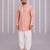 Peach pink printed cotton silk kurta set
