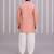Peach pink printed cotton silk kurta set