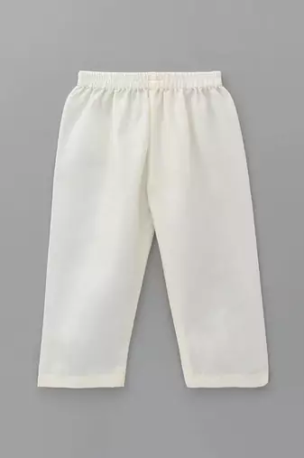 Off white embroidered cotton silk kurta set