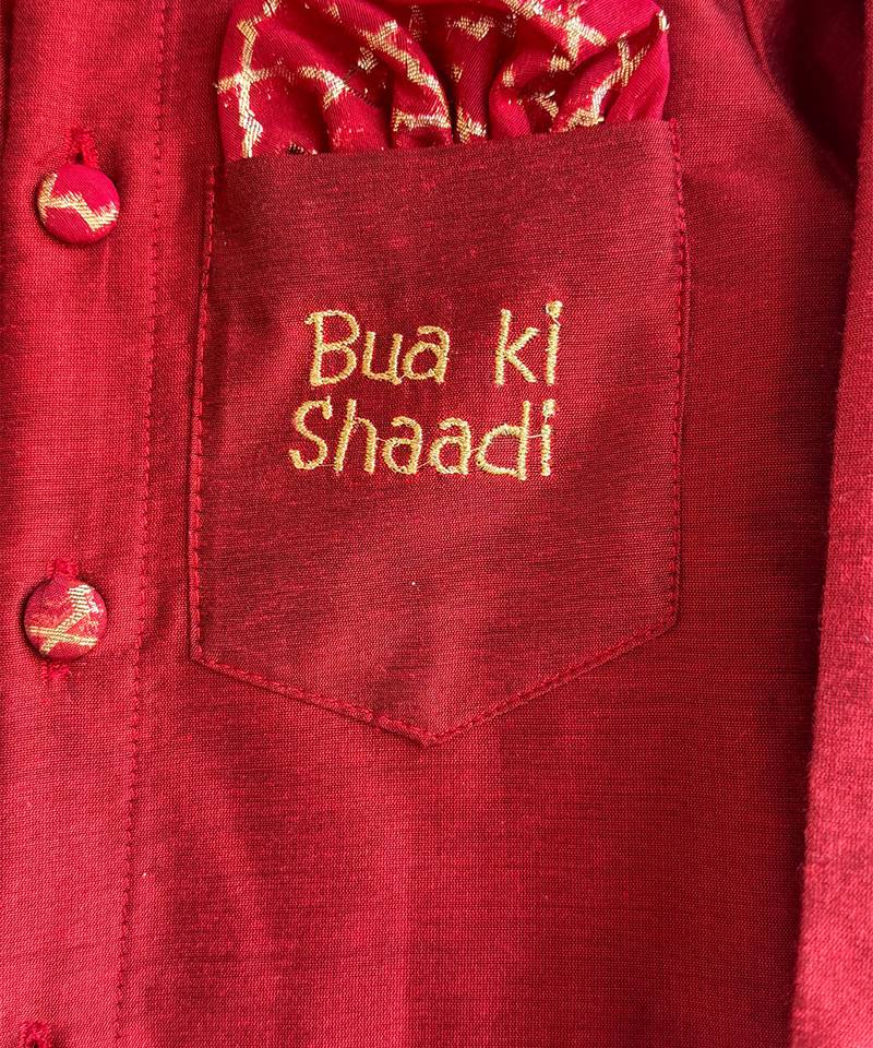 Maroon embroidered cotton silk kurta set
