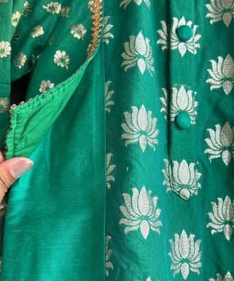 Parrot green printed chanderi kurta set 4