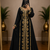 Black Gold Embroidered Moroccan Abaya Dress with Waist Belt