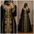 Black Gold Embroidered Moroccan Abaya Dress with Waist Belt