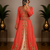 Peach Embroidered Moroccan Kaftan Dress with Belt