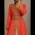 Peach Embroidered Moroccan Kaftan Dress with Belt