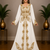 Elegant White & Golden Embroidered Anarkali Gown with Belt