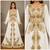 Elegant White & Golden Embroidered Anarkali Gown with Belt