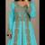 sky blue Moroccan Kaftan with Antique Gold Embroidery & Embellished Belt
