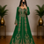 Green Moroccan Kaftan with Antique Gold Embroidery & Embellished Belt