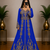 Royal Blue Moroccan Kaftan with Antique Gold Embroidery & Embellished Belt