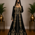 Black Moroccan Kaftan with Antique Gold Embroidery & Embellished Belt