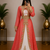 peach and white Embroidered Georgette Gown with Golden Zari Work