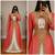peach and white Embroidered Georgette Gown with Golden Zari Work