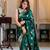 Dark green silk blend zari woven woven saree