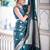 Teal silk blend zari woven woven saree