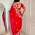 Red silk blend dori embroidery embroidered saree