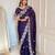 Dark purple silk blend dori embroidery embroidered saree