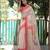 Cream linen hand print printed saree