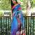 blue linen abstract printed saree