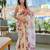 Cream silk blend floral print printed saree