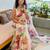 Cream silk blend floral print printed saree