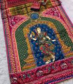 Multicolor silk blend mirror work printed saree