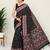 Black crepe mirror work printed saree