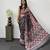 Black crepe mirror work printed saree