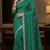 Green silk blend sequins work embroidered saree