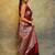 Blood red silk blend zari woven woven saree