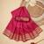 Rani pink silk blend zari woven woven saree