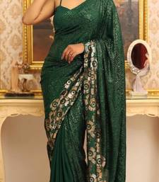 Green georgette sequins work embroidered saree