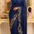 Navy blue georgette sequins work embroidered saree