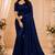 Navy blue georgette sequins work embroidered saree