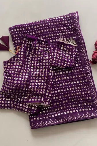 Wine georgette sequins work embroidered saree
