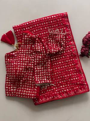 Red georgette sequins work embroidered saree 3