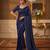 Navy blue georgette sequins work embroidered saree