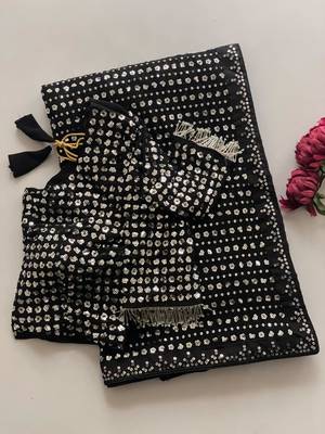 Black georgette sequins work embroidered saree 2