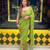 Parrot green georgette mirror work printed saree
