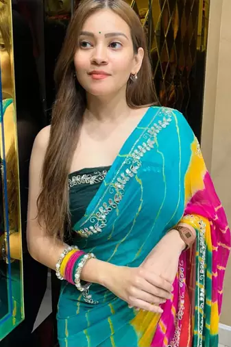 Multicolor georgette mirror work printed saree