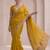 Mustard georgette thread work embroidered saree