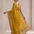 Mustard georgette thread work embroidered saree