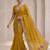 Mustard georgette thread work embroidered saree
