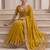 Mustard georgette thread work embroidered saree