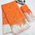 Orange linen floral print printed saree
