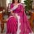 Rani pink linen floral print printed saree